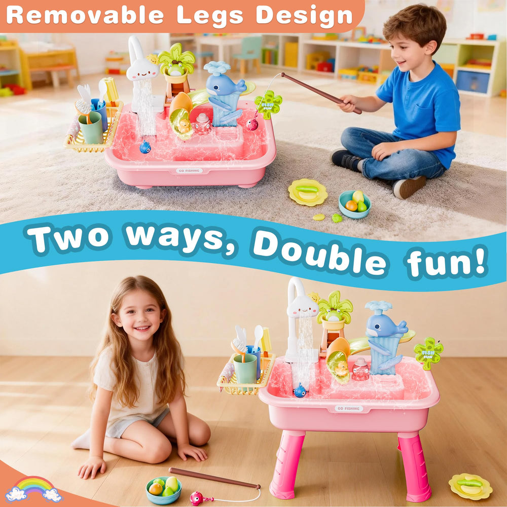 Cosminy water table fishing game accessory promotes hand-eye coordination during water play.