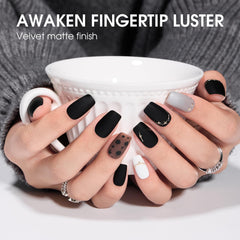 COSMOO Matte Black Nail Polish Air Dry brush stroke shows smooth, even application