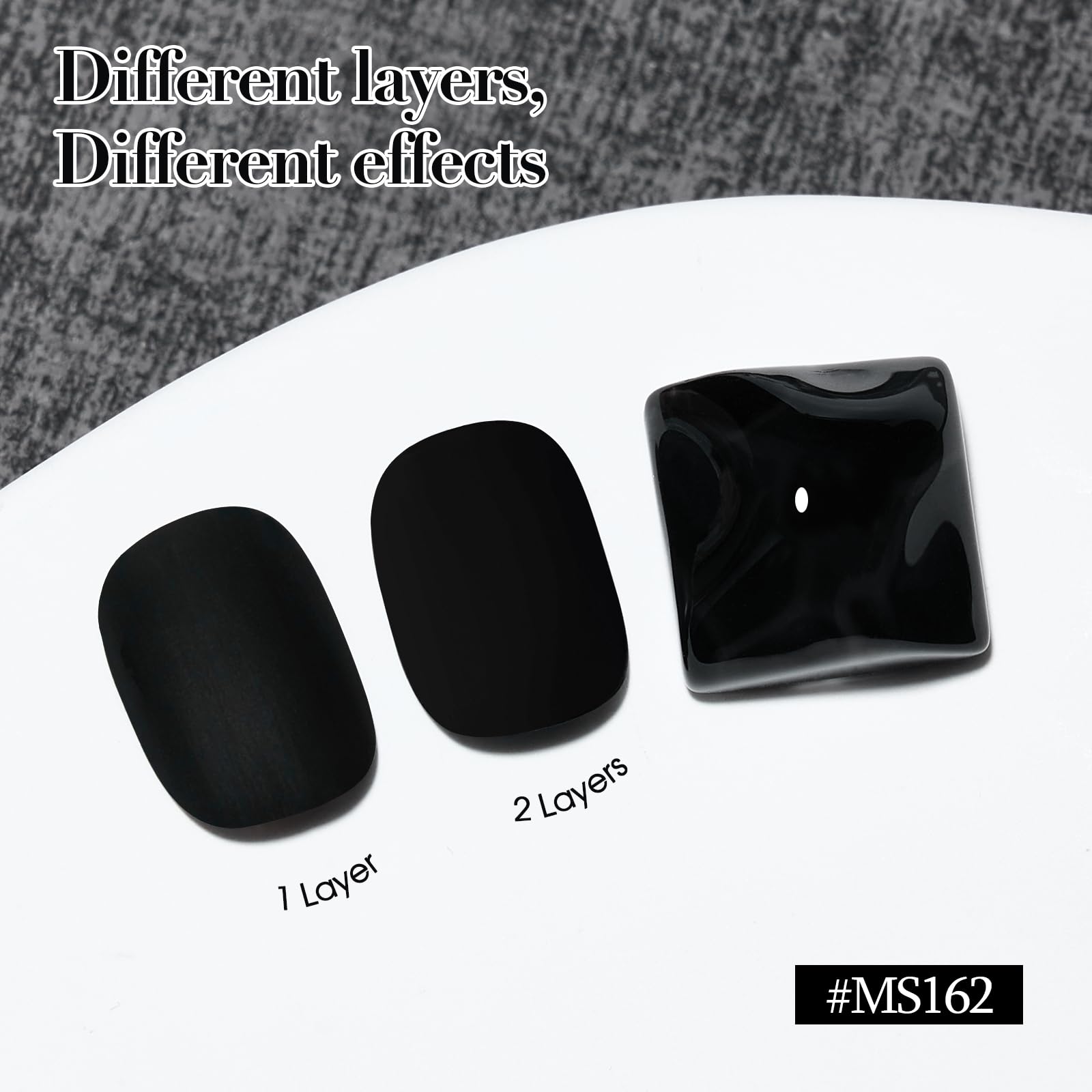 On-hand nails show rich matte finish from COSMOO Matte Black Nail Polish Air Dry