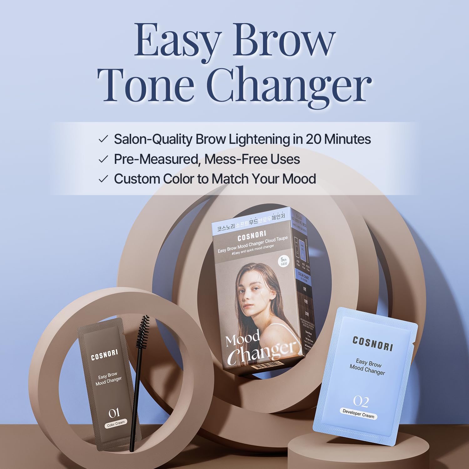 COSNORI packaging highlights clean, single-use packets for tidy at-home tinting.