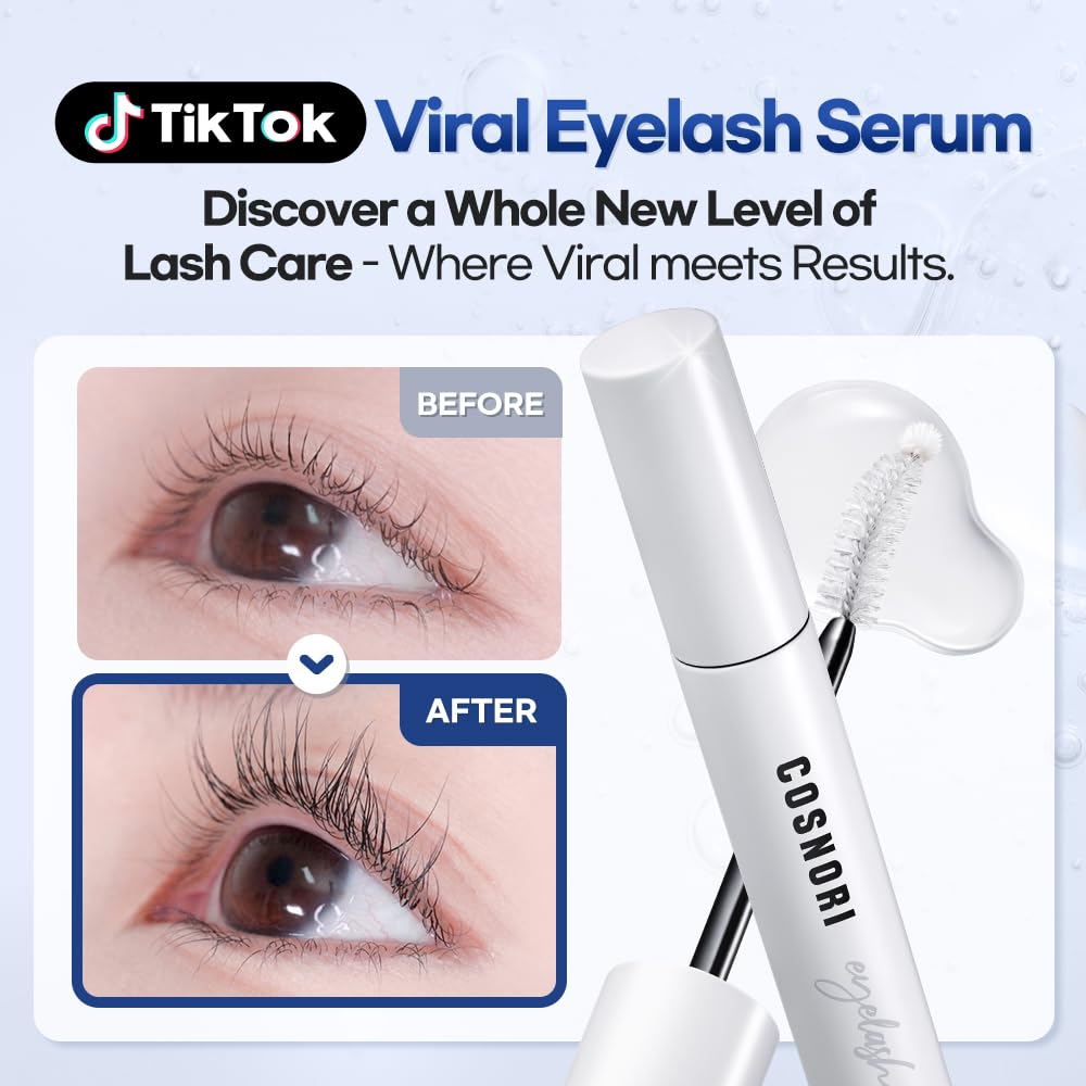 COSNORI peptide and hyaluronic acid formula detail on lashes.