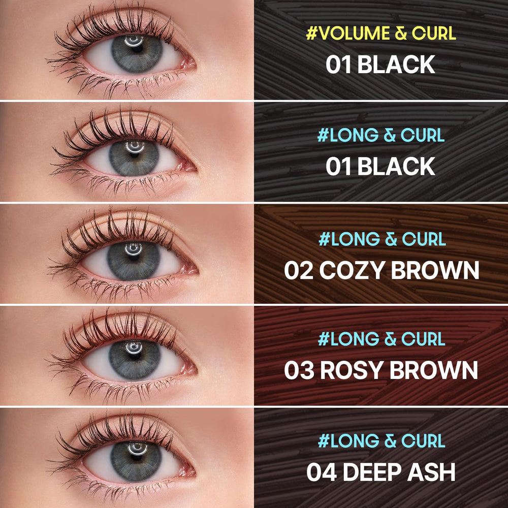 COSNORI Perfect Setting Mascara 02 Cozy Brown brush detail for precise lash definition.