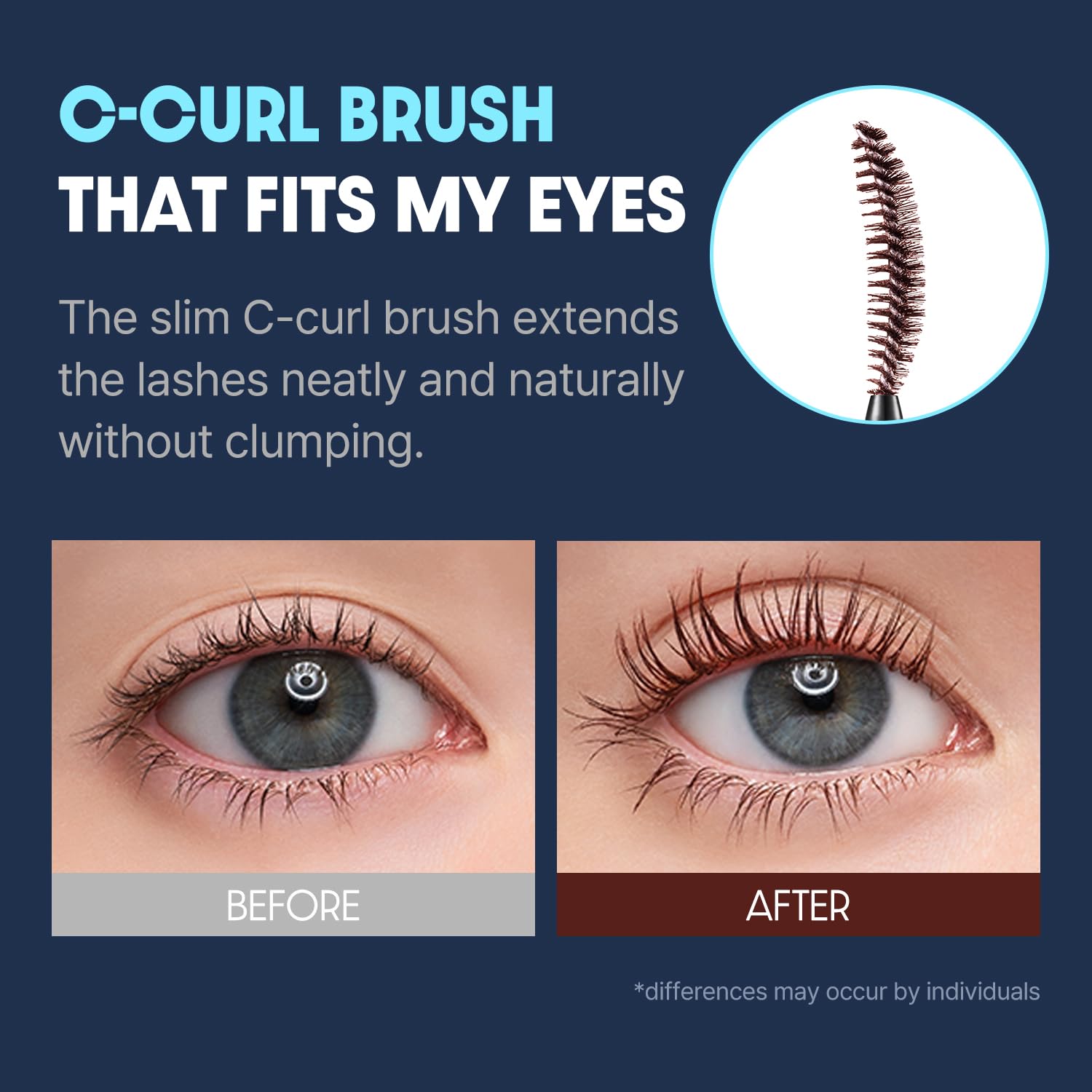 COSNORI Perfect Setting Mascara 02 Cozy Brown k-beauty shot highlights Korean craftsmanship.
