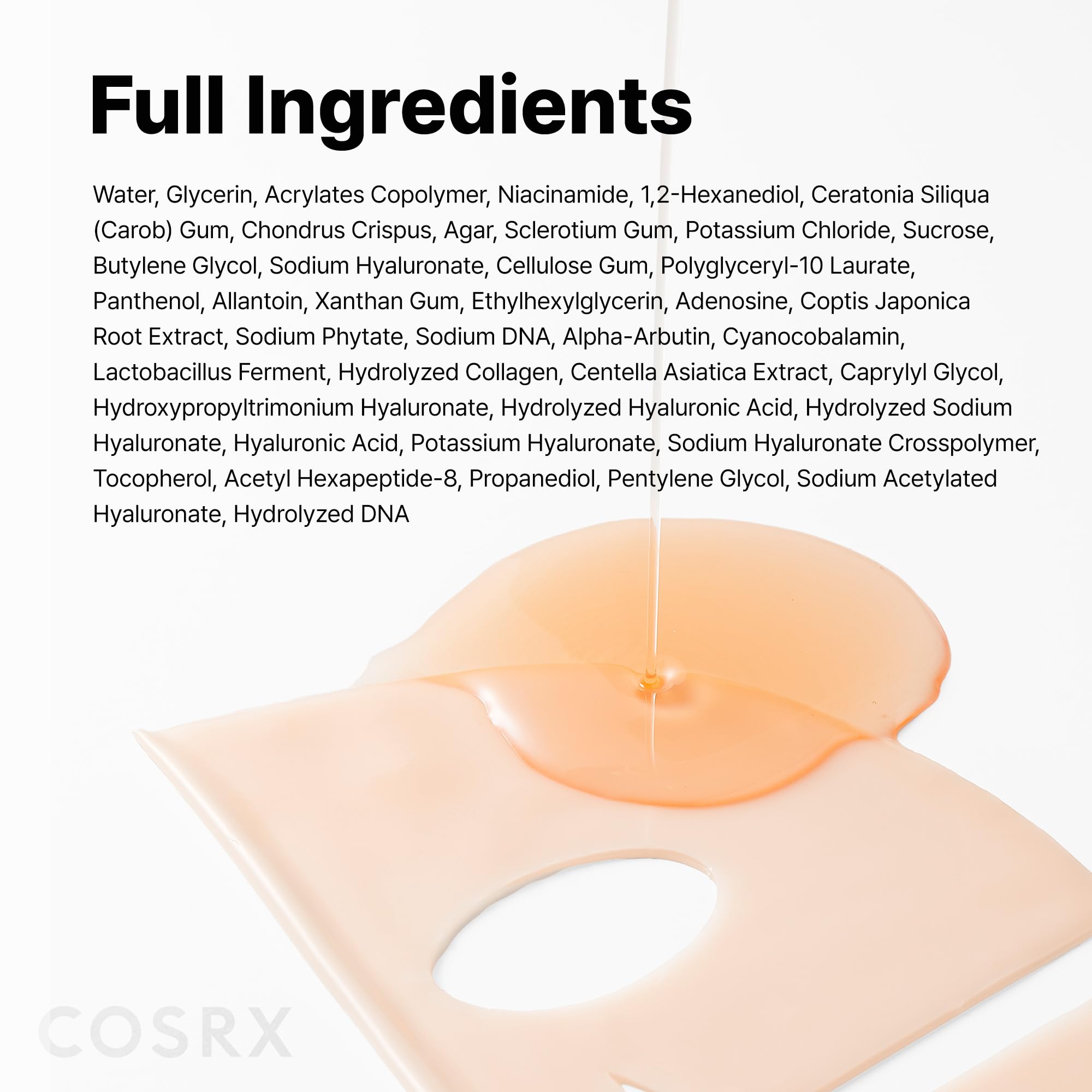 COSRX hydrogel sheet conveys dewy, refreshed skin after treatment.