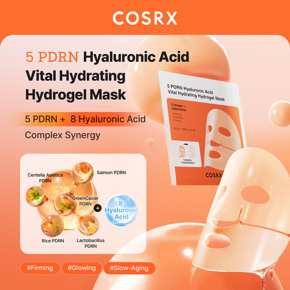 COSRX mask unfolded sheet demonstrates thin, flexible hydrogel for comfortable at-home treatment.