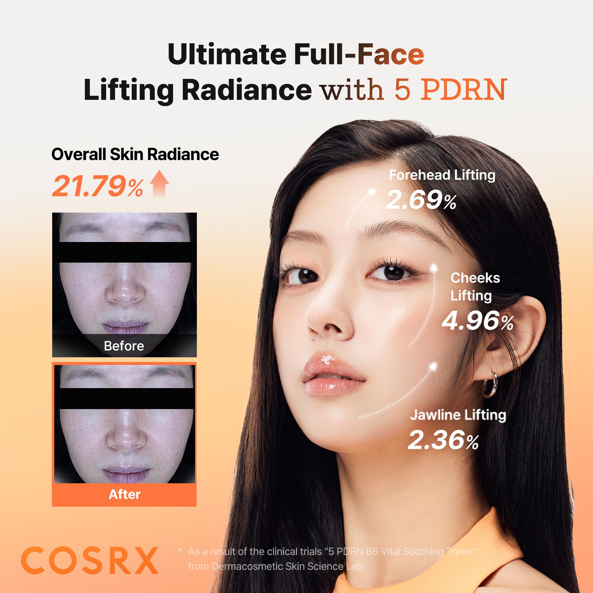 COSRX 5 PDRN B5 toner bottle on shelf in skincare routine