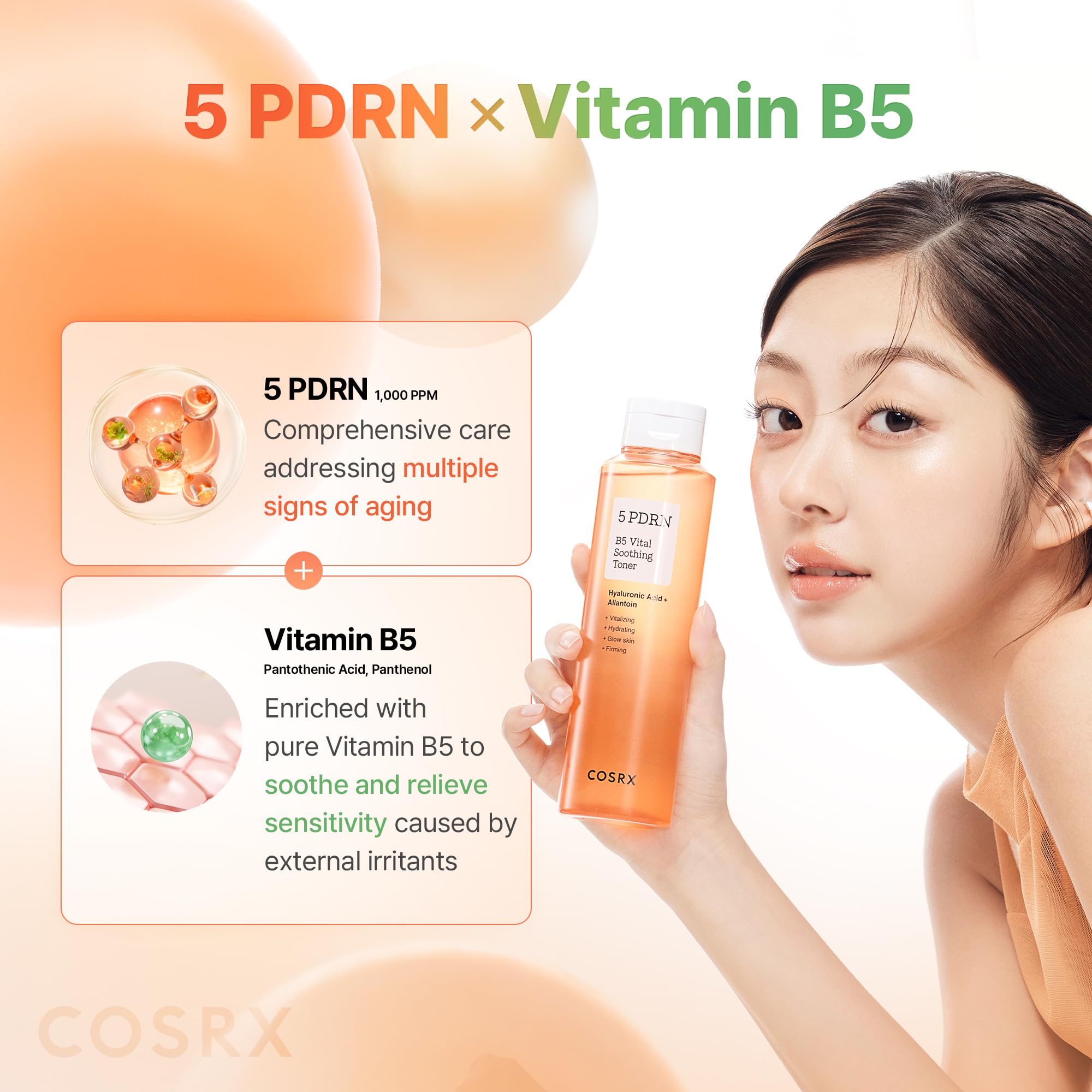COSRX 5 PDRN B5 toner skin application closeup for gentle care