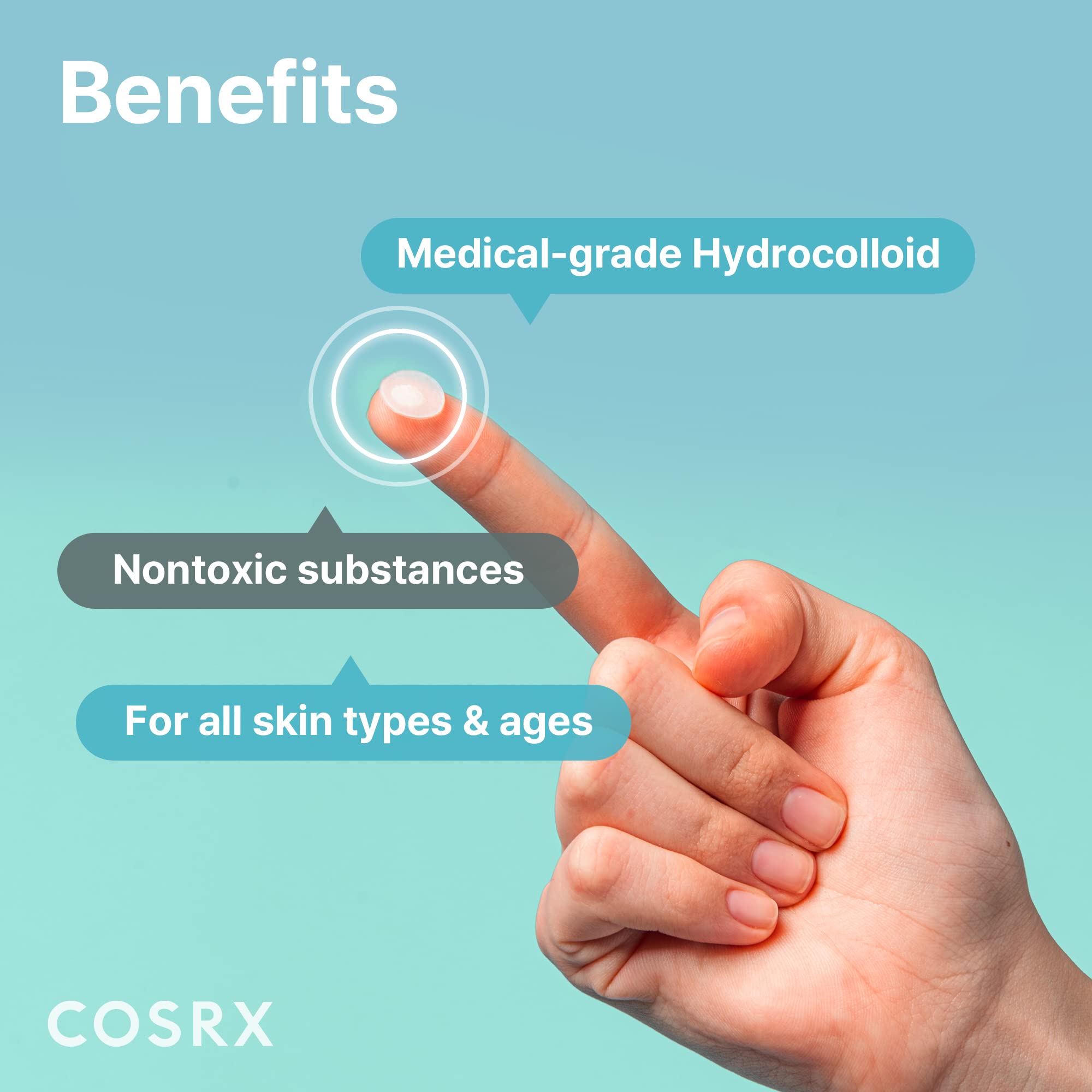 COSRX patch applied to facial blemish for discreet coverage