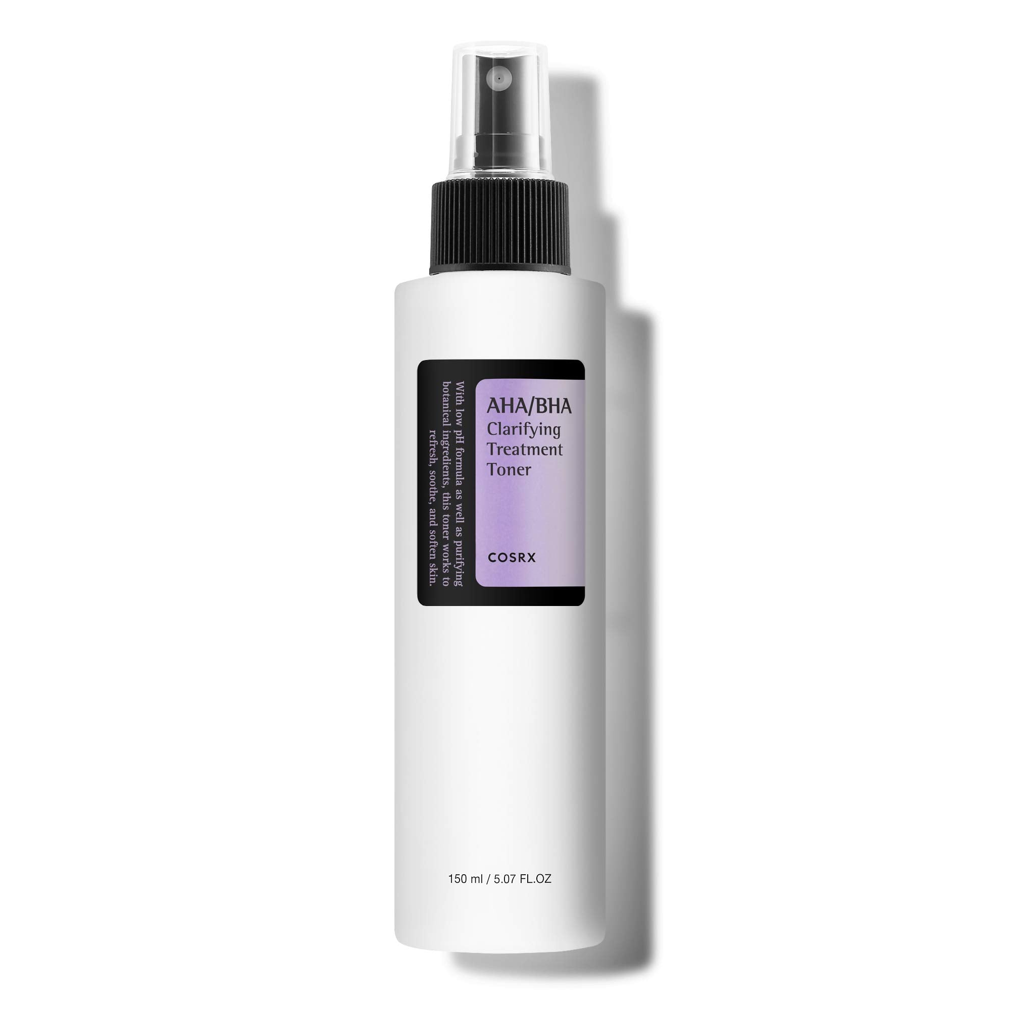 COSRX AHA/BHA Treatment Toner bottle close-up for gentle exfoliation