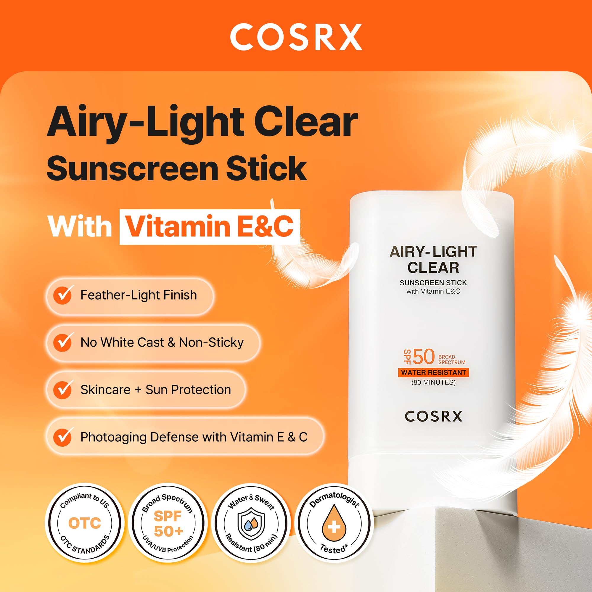 COSRX Airy-Light Clear Sunscreen Stick being applied for quick blend and matte look