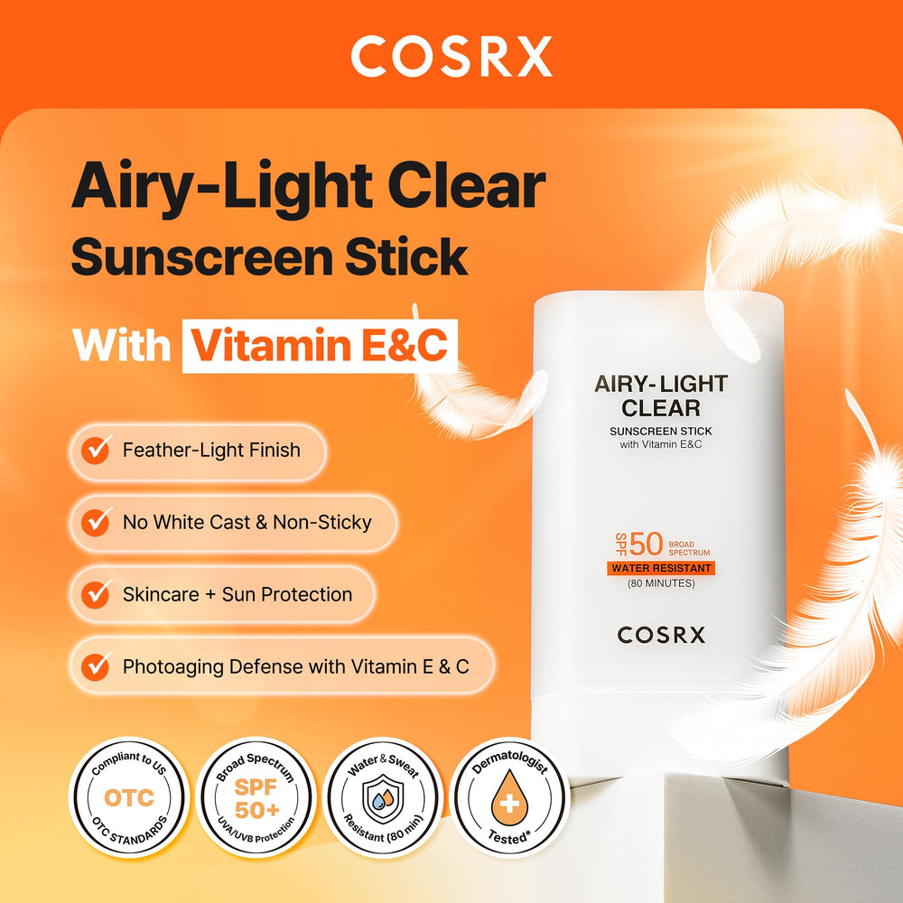 COSRX Airy-Light Clear Sunscreen Stick being applied for quick blend and matte look