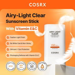 COSRX Airy-Light Clear Sunscreen Stick being applied for quick blend and matte look