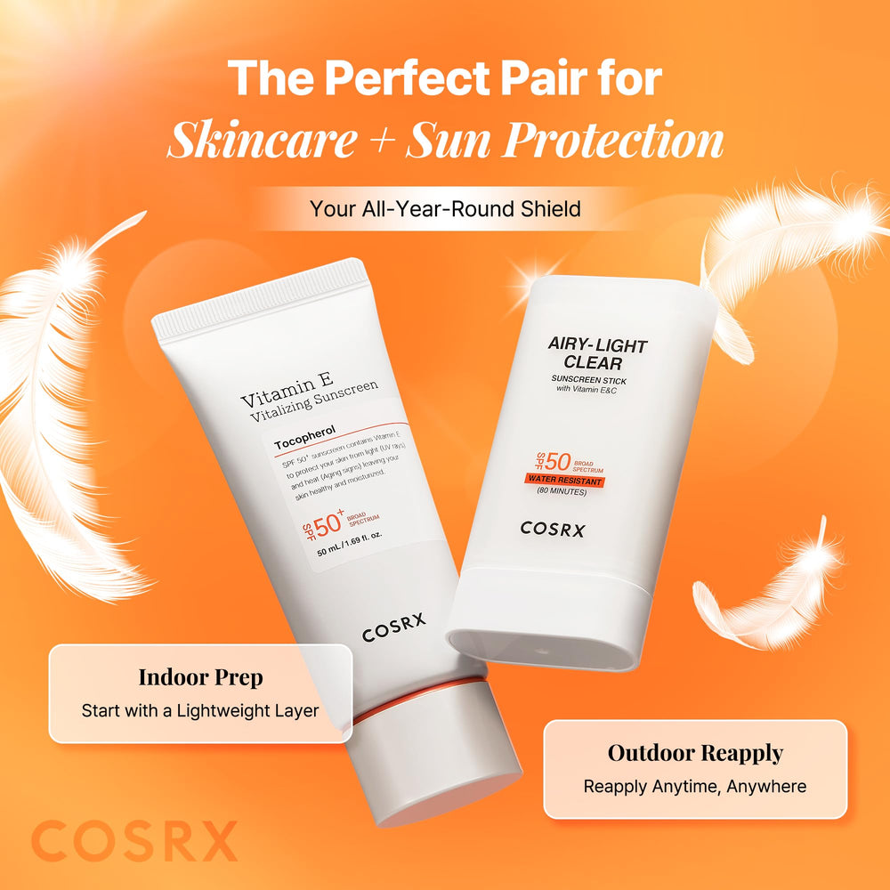 COSRX Airy-Light Clear Sunscreen Stick formula with hyaluronic acid for hydration