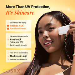 COSRX Airy-Light Clear Sunscreen Stick SPF 50 used on the face outdoors