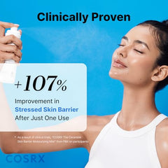COSRX Barrier formula with ceramides and fatty acids illustrated for healthy skin barrier.