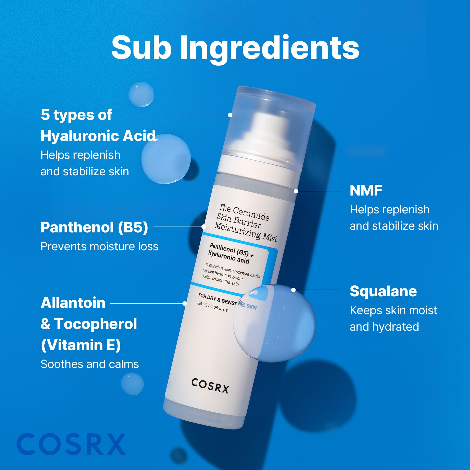 Dermatologist-tested COSRX Barrier Cream Face Mist label visible.