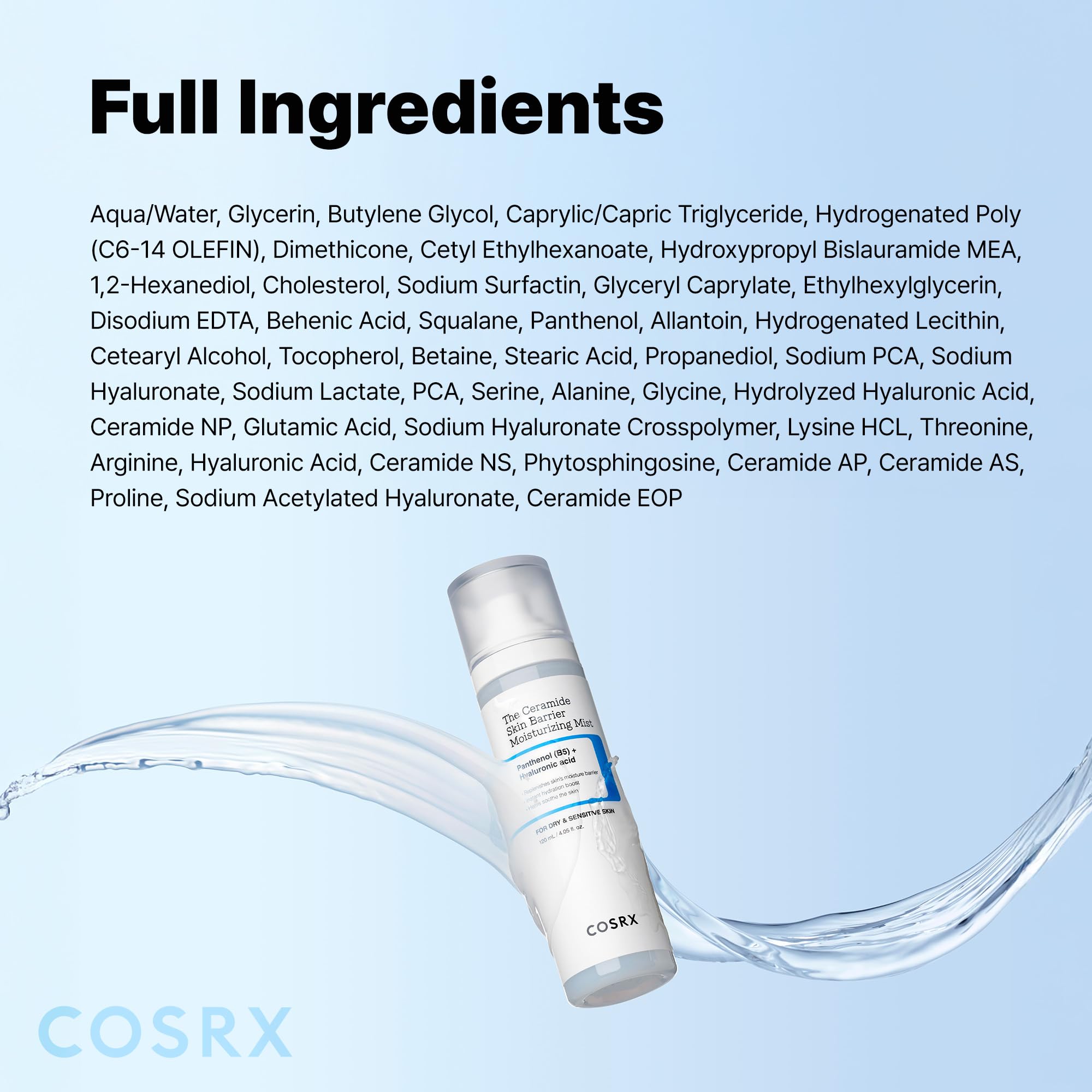 Applying COSRX Barrier Mist to the face for gentle hydration.