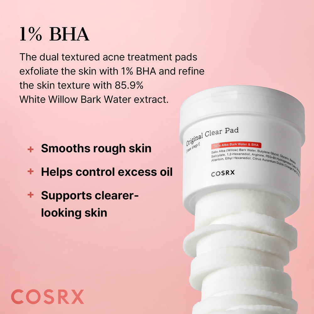COSRX BHA Toner Pads embossed side for exfoliating texture.