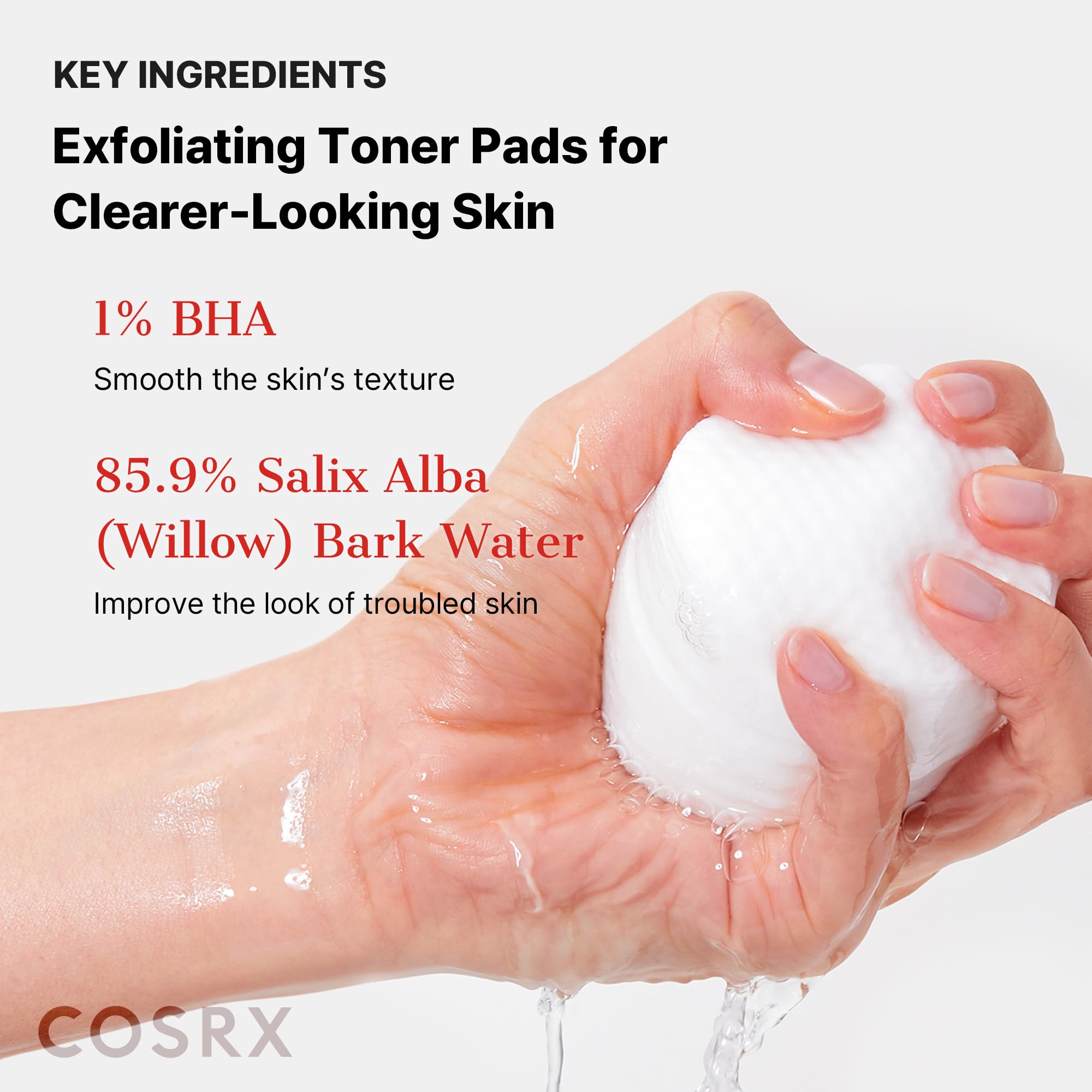 COSRX BHA Toner Pads soft side for gentle toning and moisture.