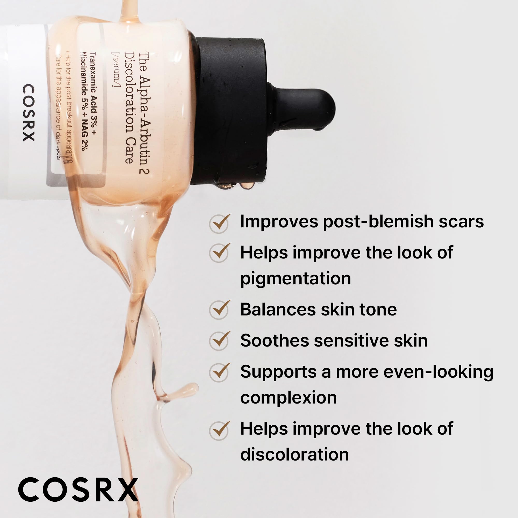 COSRX Ferulic Acid and Glutathione synergy close-up showing brightening support.