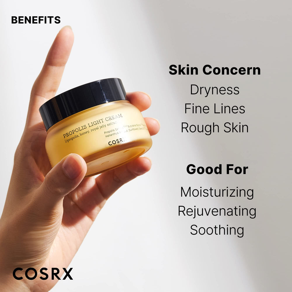 COSRX Full Fit Propolis Light Cream application dots illustrate even distribution