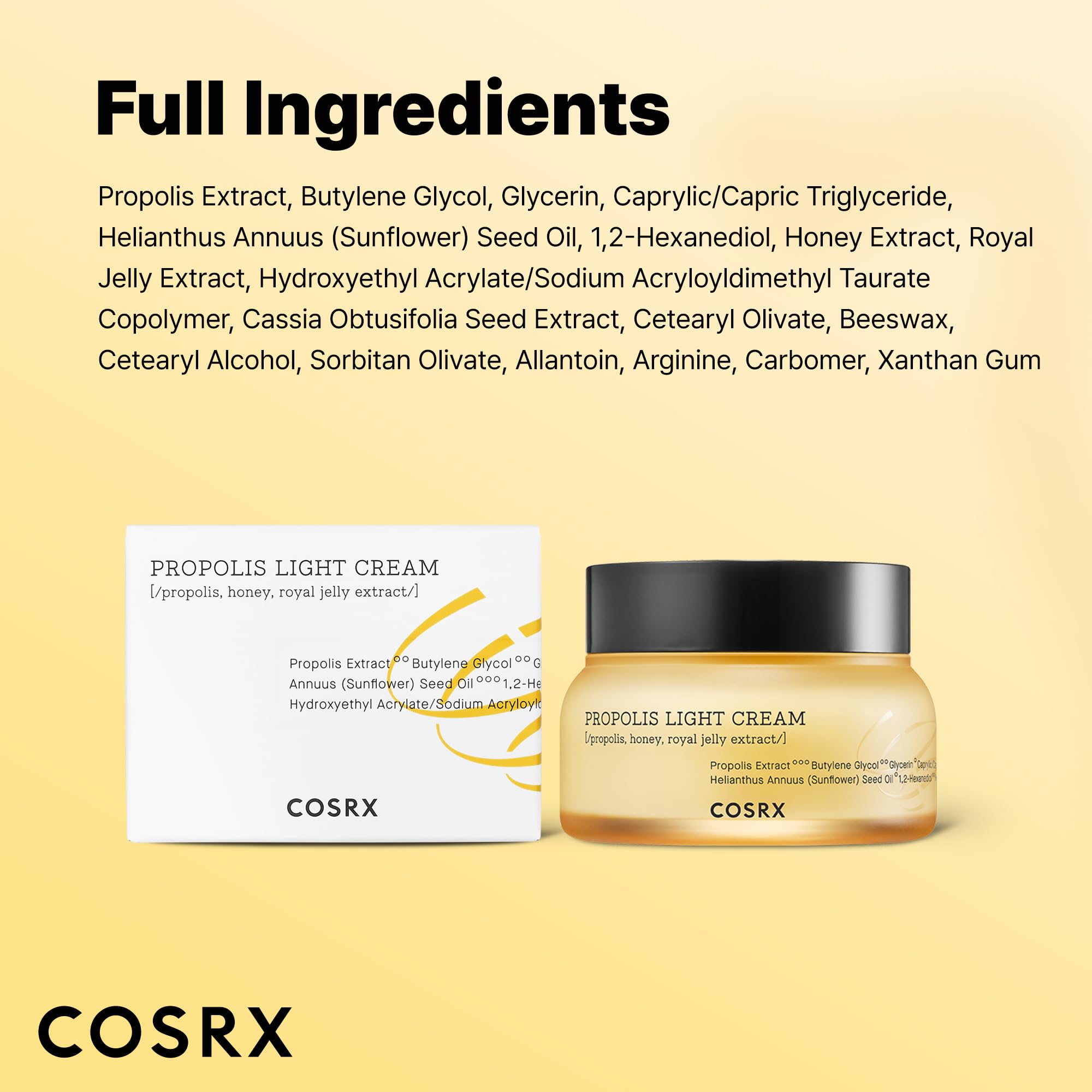COSRX Full Fit Propolis Light Cream flat lay suggest daily day and night routine
