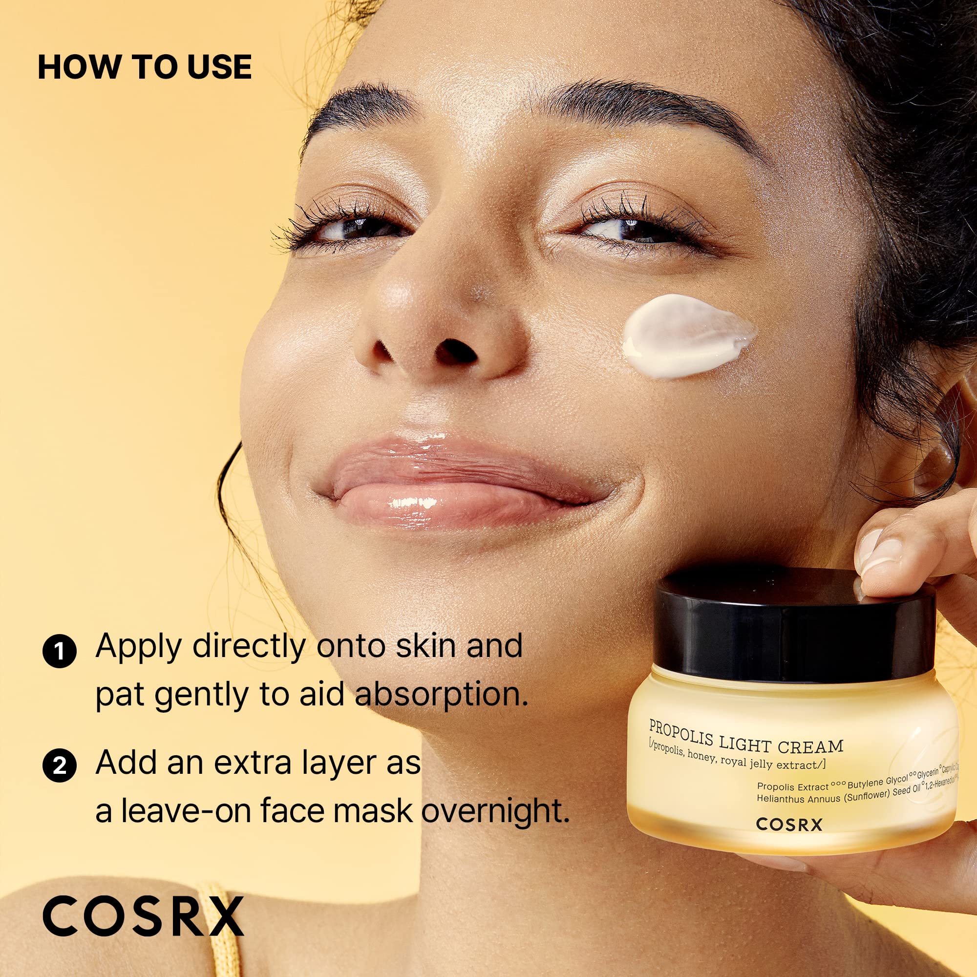 COSRX Full Fit Propolis Light Cream with honey and royal jelly for nourishment and calming skin