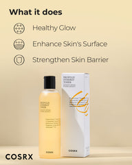 COSRX Full Fit Propolis Synergy Toner label closeup highlights propolis and honey ingredients