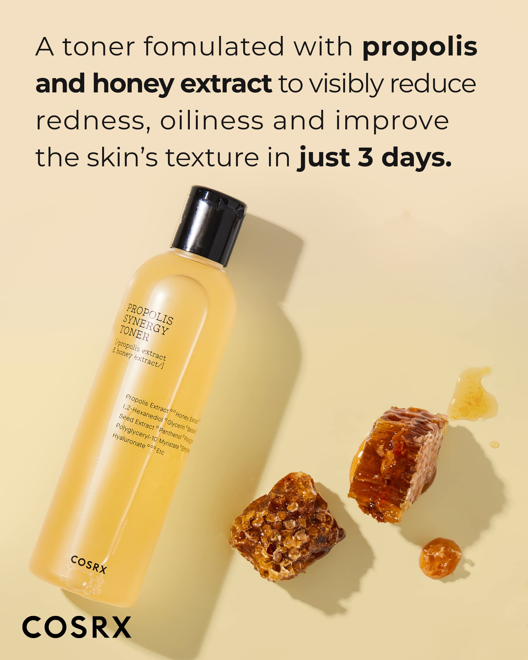 COSRX Full Fit Propolis Synergy Toner texture application reveals lightweight moisture for daily use