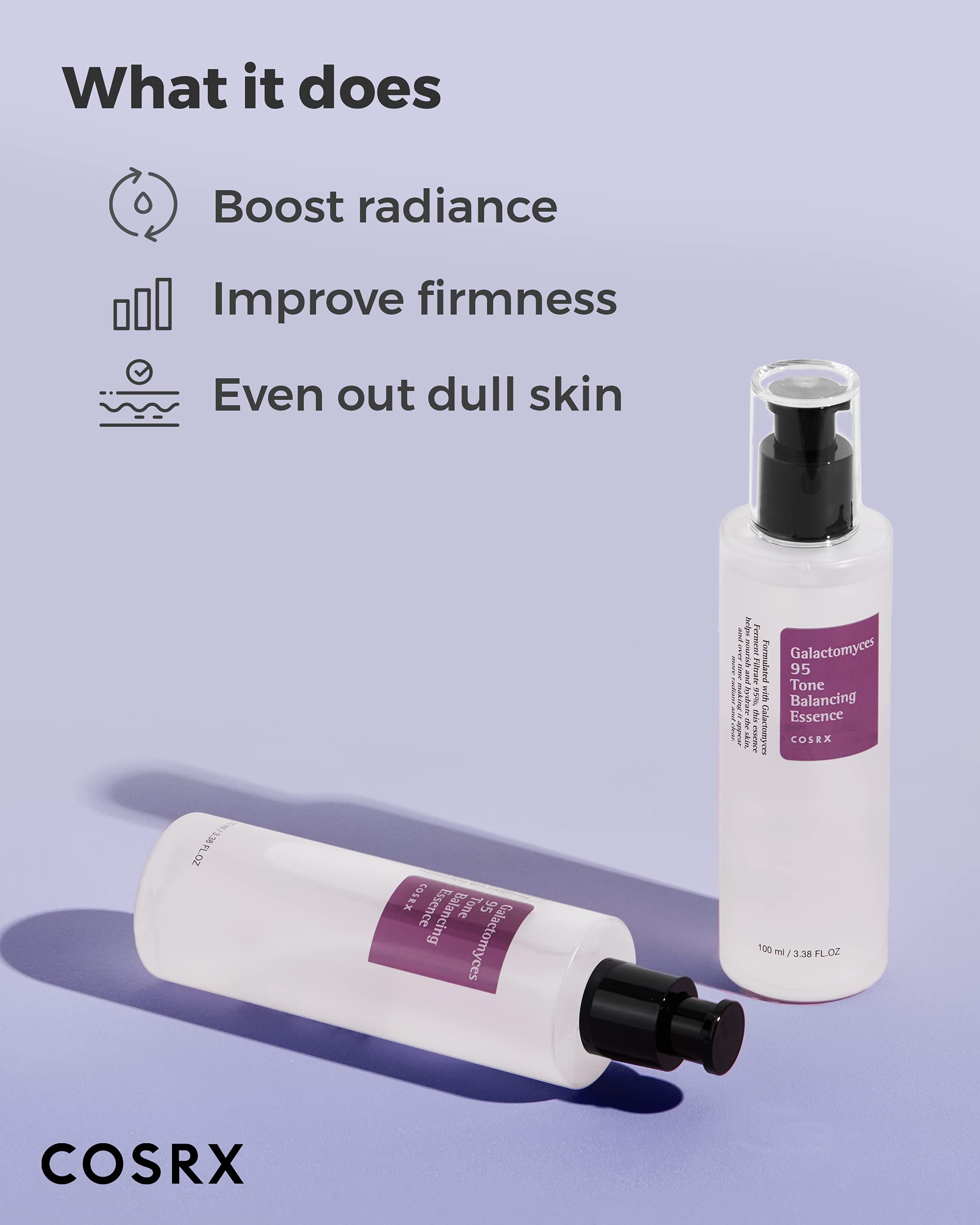 Bottle pour of COSRX Galactomyces 95 toner illustrating easy daily use
