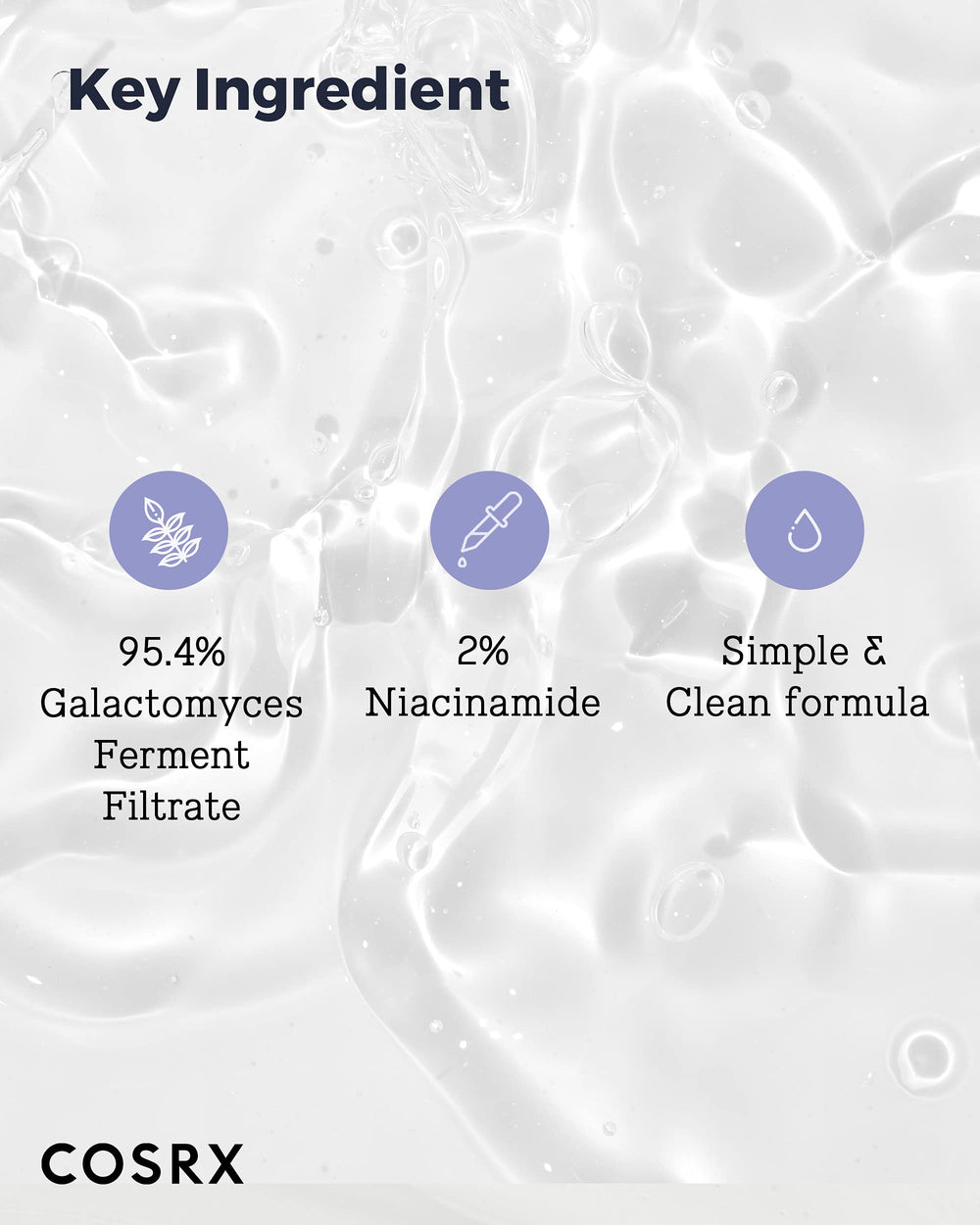 Label front of COSRX Galactomyces 95 toner with key ingredients highlighted