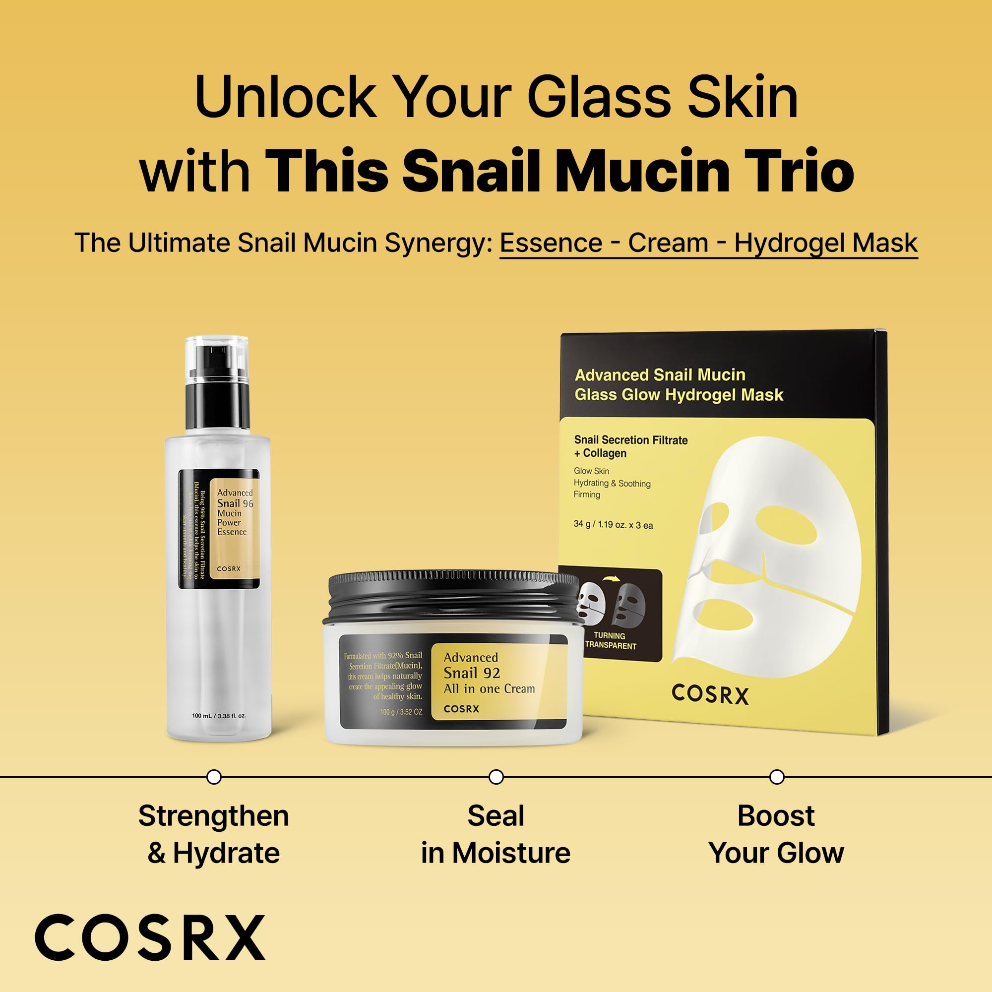 COSRX Glass Skin Starter Set packaging displayed on a vanity for quick access.