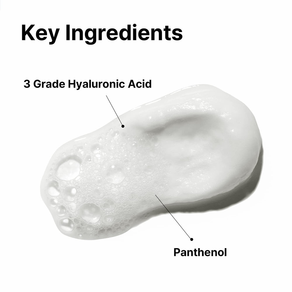 COSRX Hydrium cleanser applied to dry skin for hydration.
