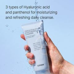 COSRX Hydrium cleanser foamy texture ready for gentle cleansing.