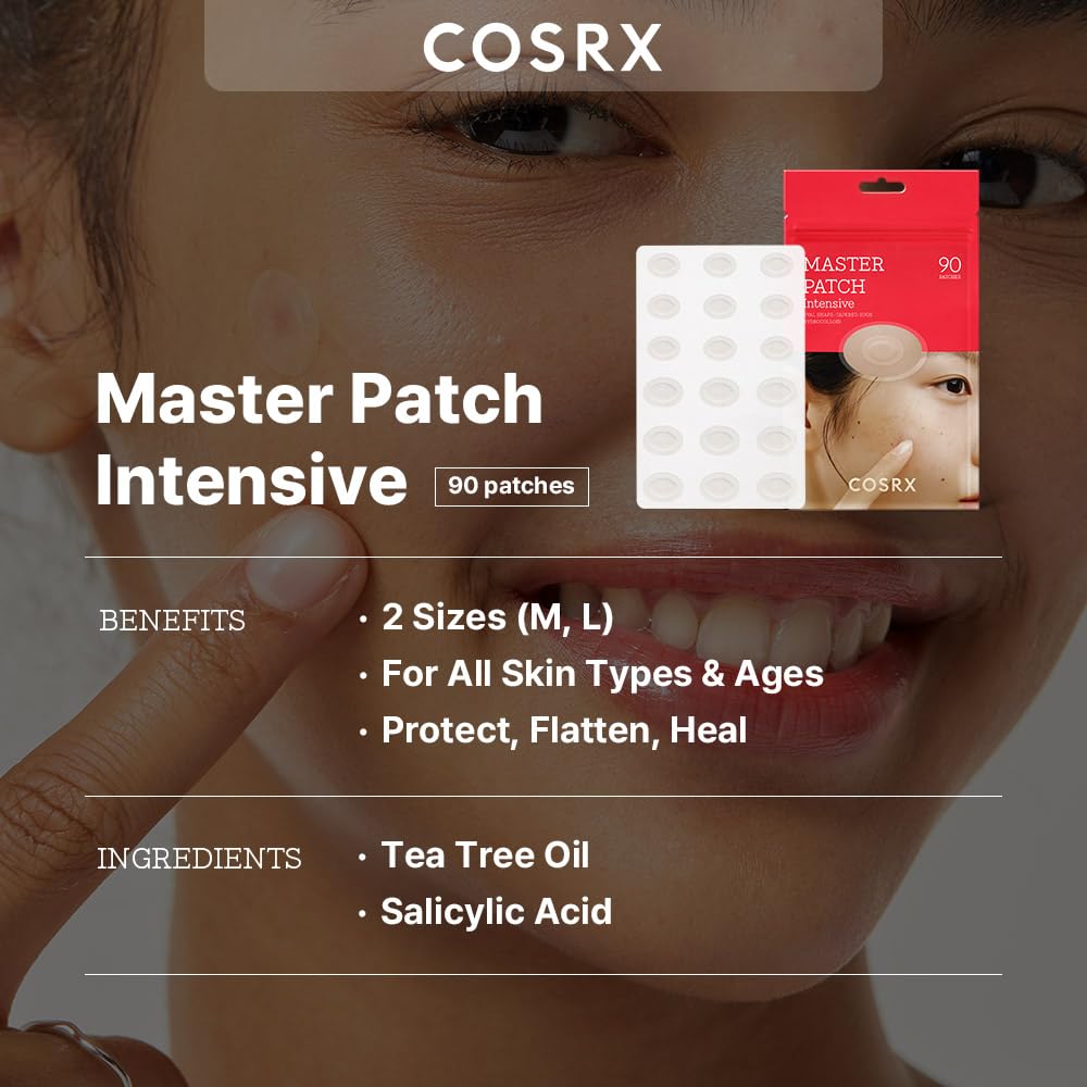 COSRX Master Patch Intensive with tea tree oil soothing and protecting the affected area