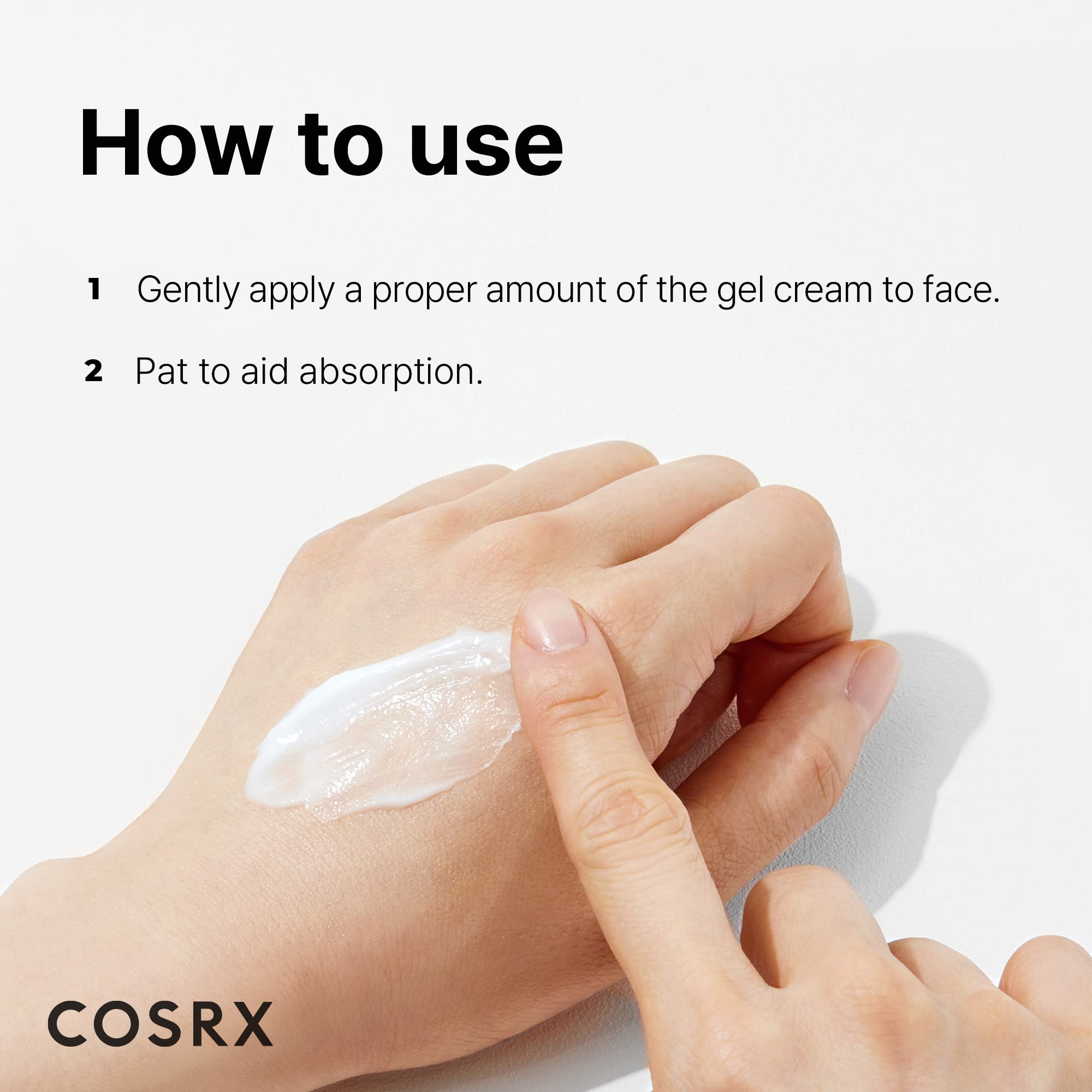 COSRX moisturizer swatch appears non-greasy, ideal for daytime wear.