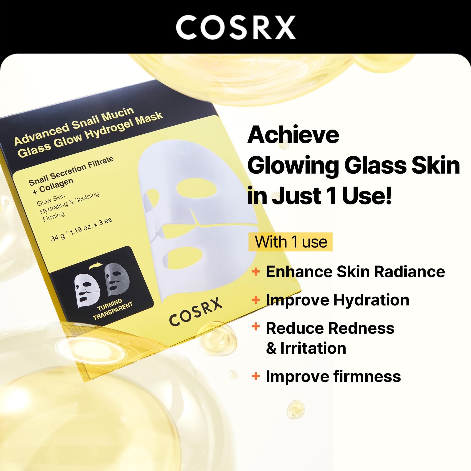 Niacinamide glow detail from COSRX mask for brightened complexion