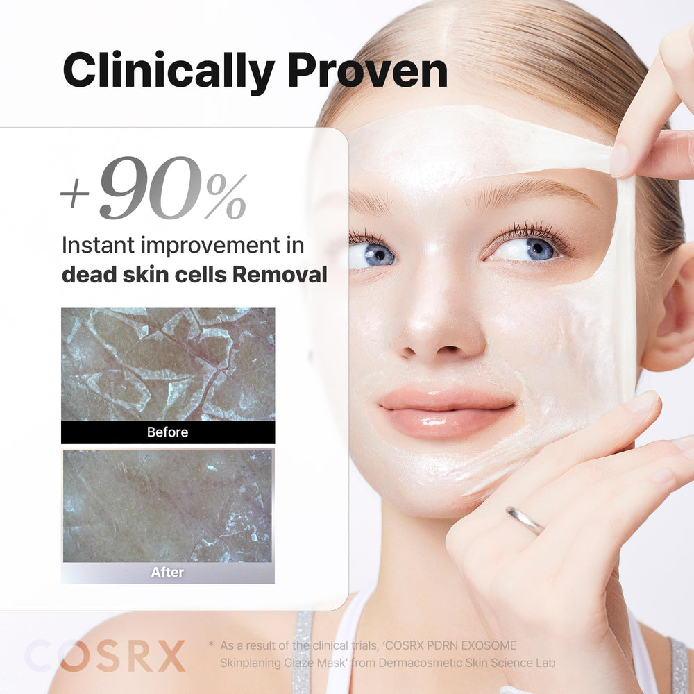 COSRX PDRN EXOSOME glaze wrap mask texture close-up with nourishing film.