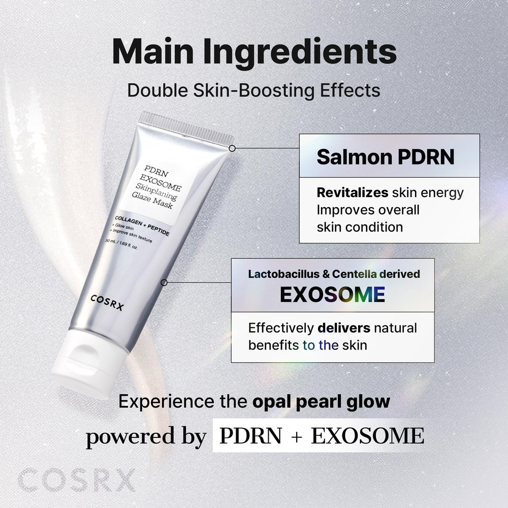 COSRX PDRN EXOSOME glaze wrap mask calm fatigued skin with moisture.