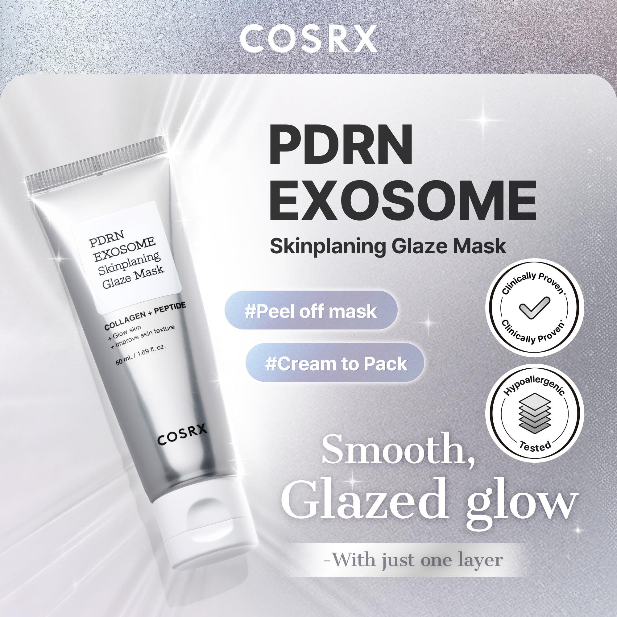 COSRX PDRN EXOSOME glaze wrap mask glass skin glow in the morning.