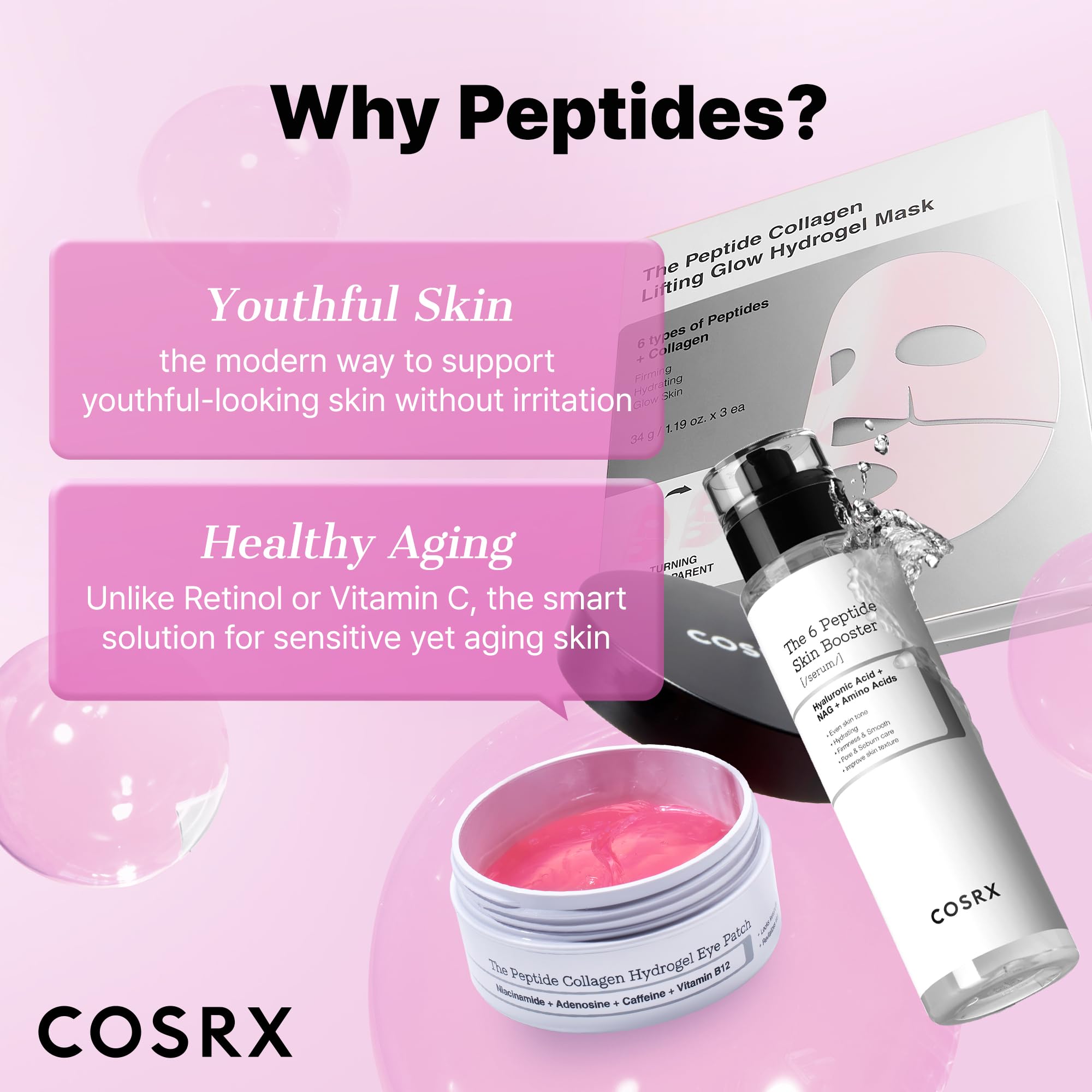 COSRX Pink Peptides Collagen Mask overnight use for waking up glow