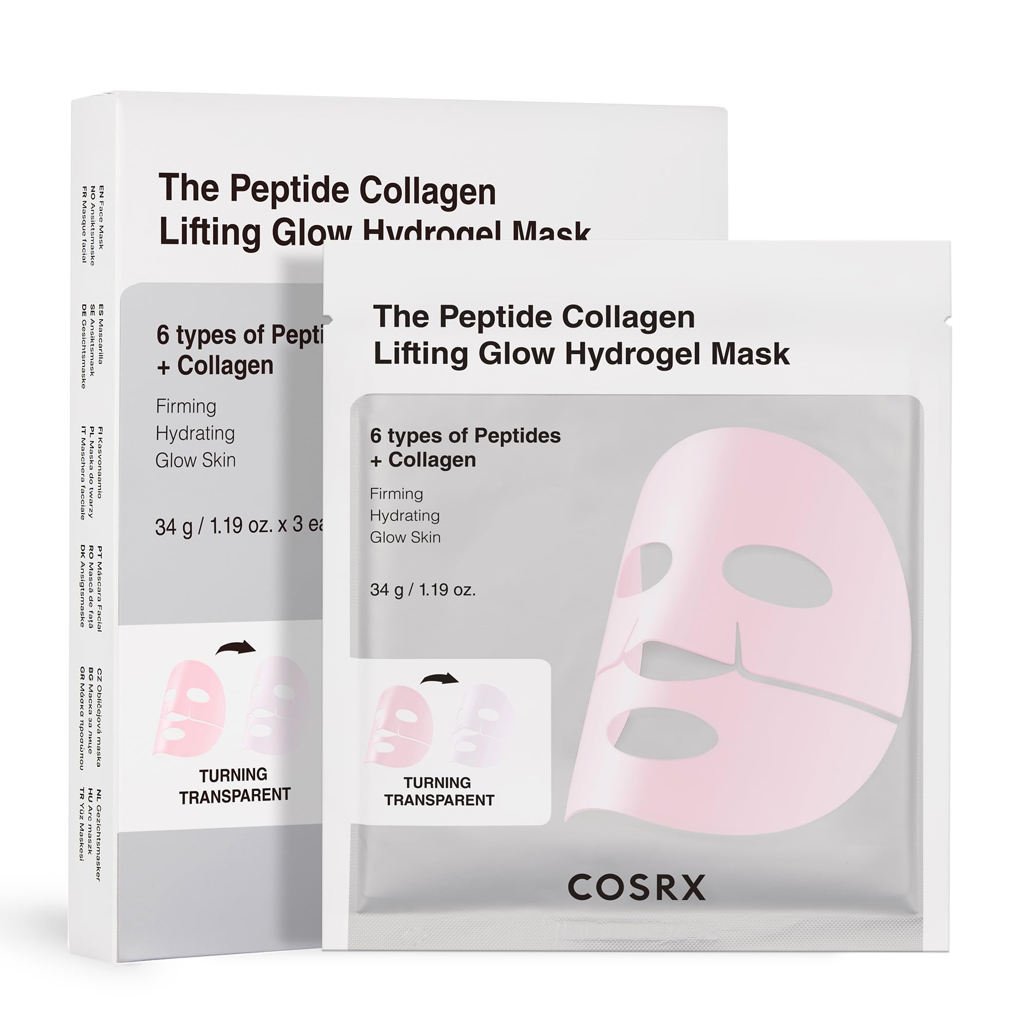 COSRX Pink Peptides Collagen Mask packshot highlighting hydration and glow