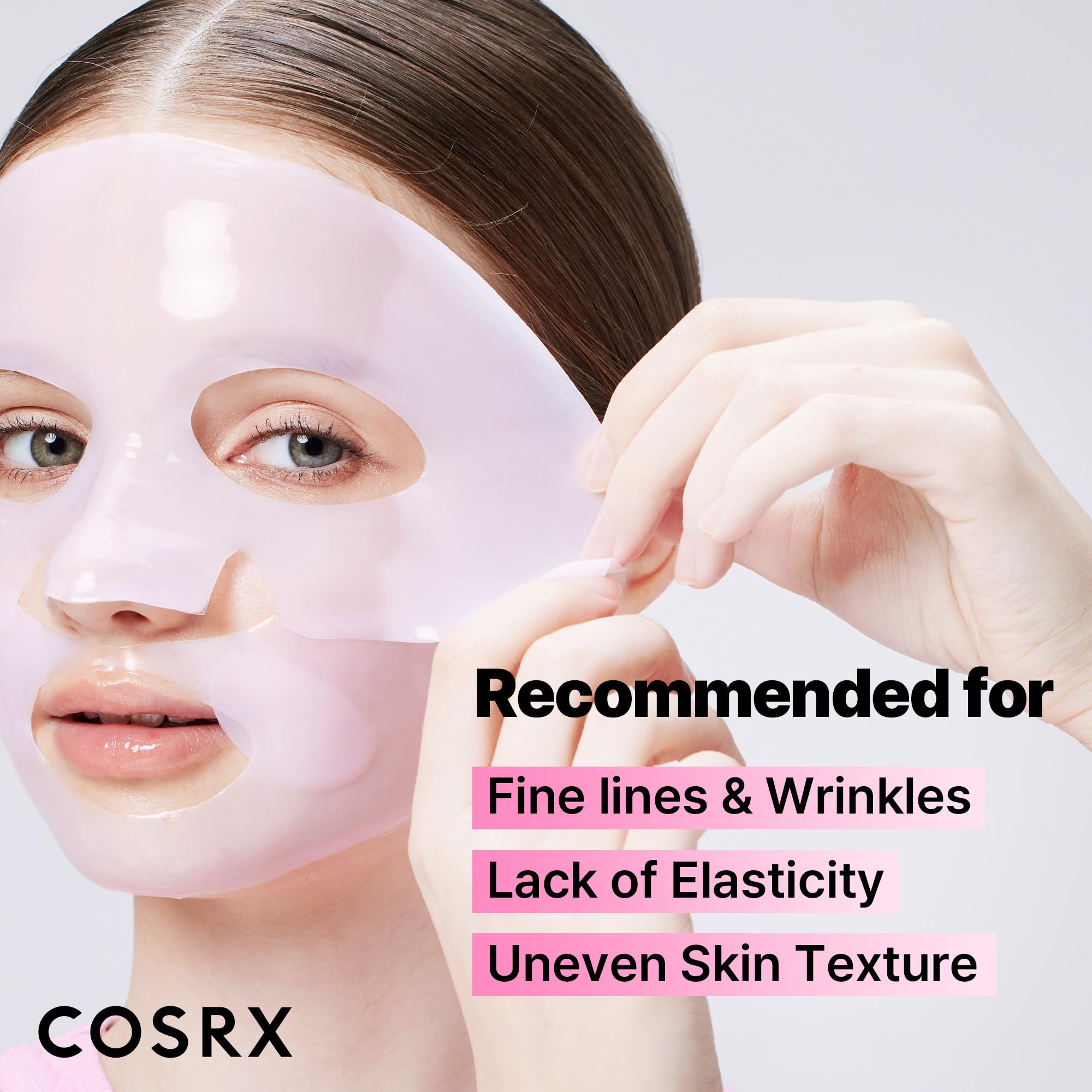COSRX Pink Peptides Collagen Mask transparent after wear signals active absorption
