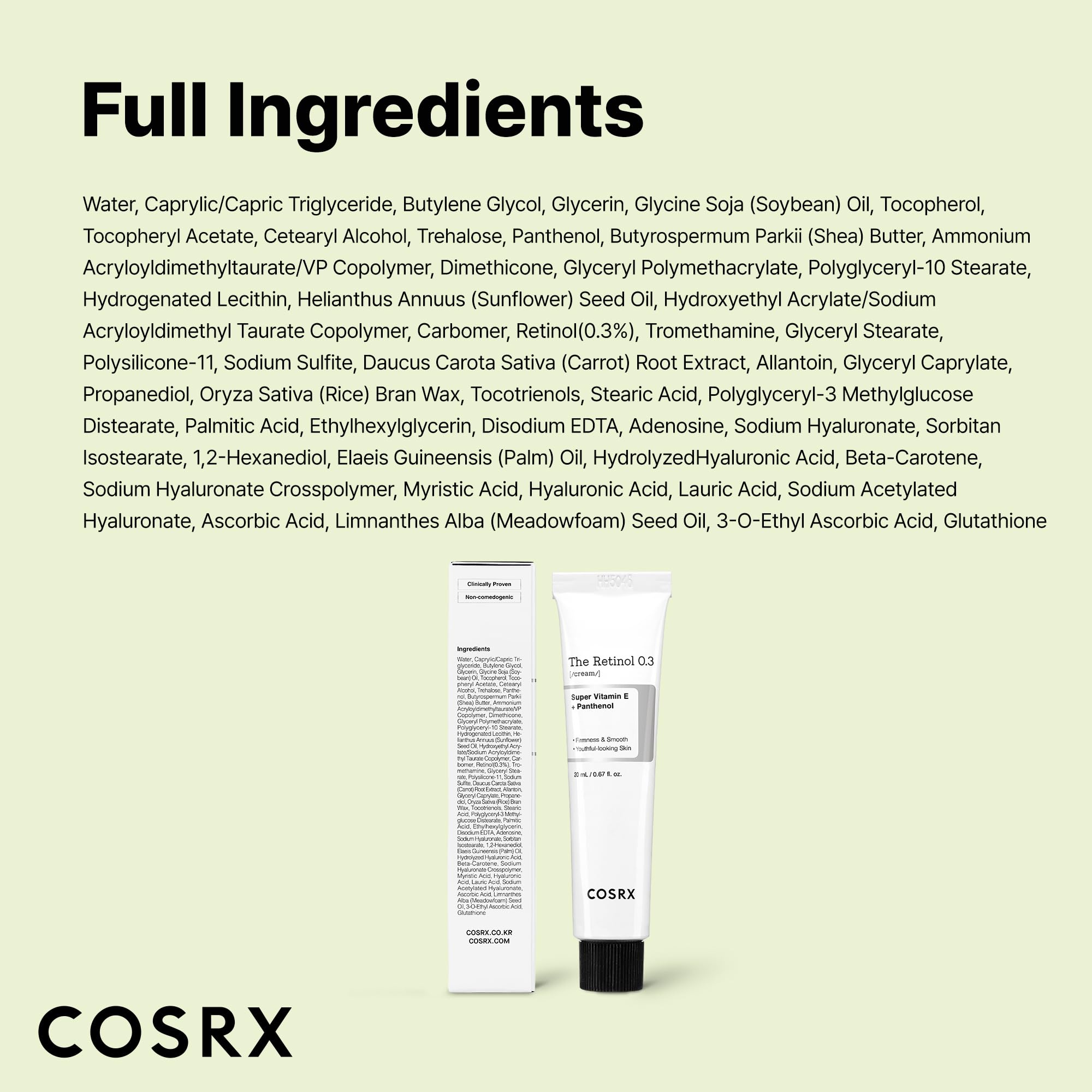 COSRX Retinol 0.3% Cream paired with SPF 30+ sunscreen for daytime use