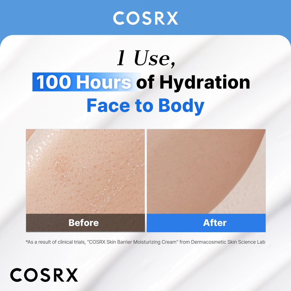 COSRX Skin Barrier Moisturizing Body Cream tub top view shows unscented formula