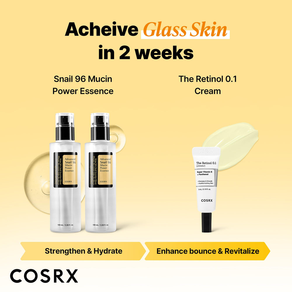 COSRX Snail 96% Mucin Essence dispensing close-up emphasizes easy application.