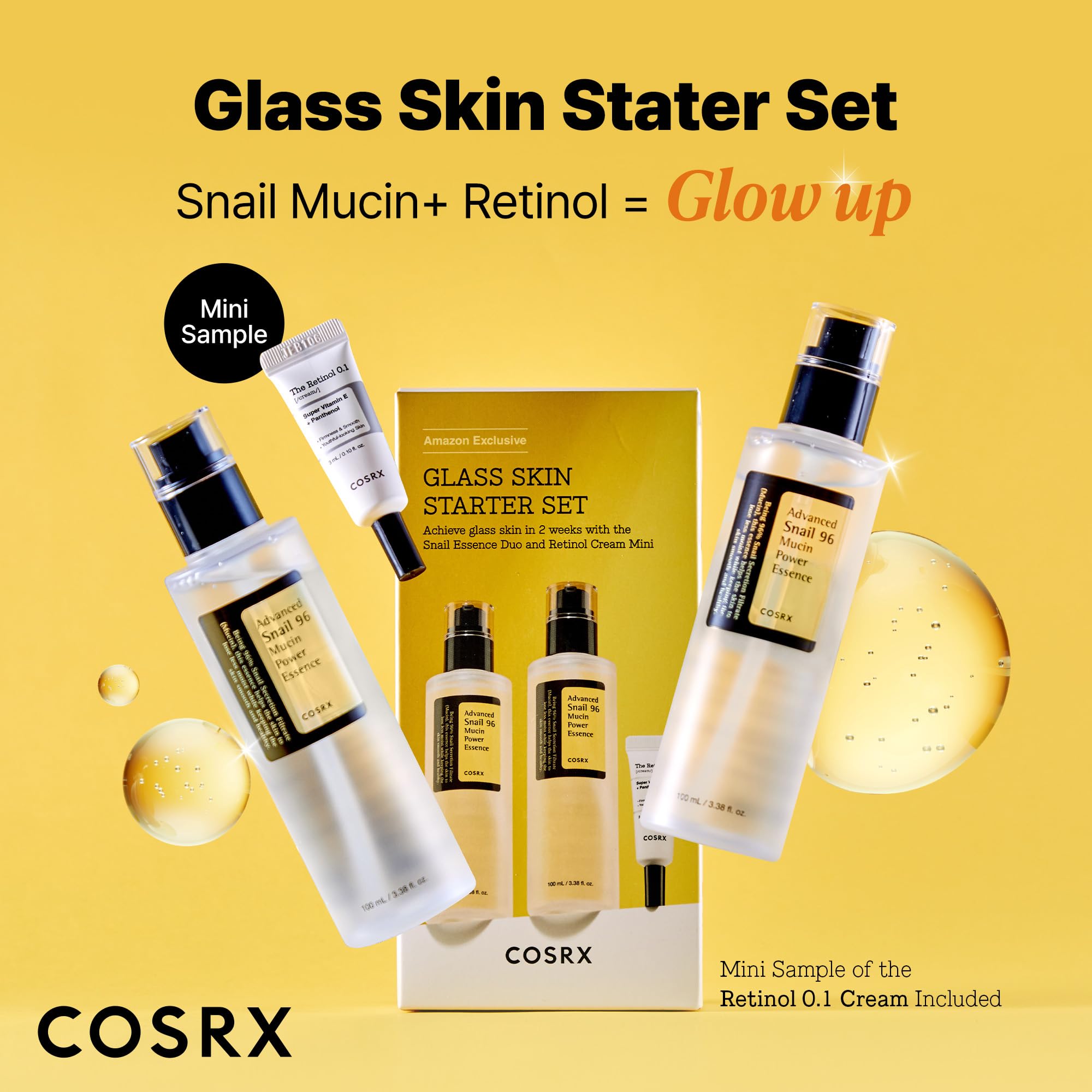 COSRX Snail 96% Mucin Essence pump close-up showcases silky texture and quick absorption.