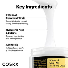 COSRX Snail Mucin 92% Moisturizer hands-application demonstrates smooth glide.