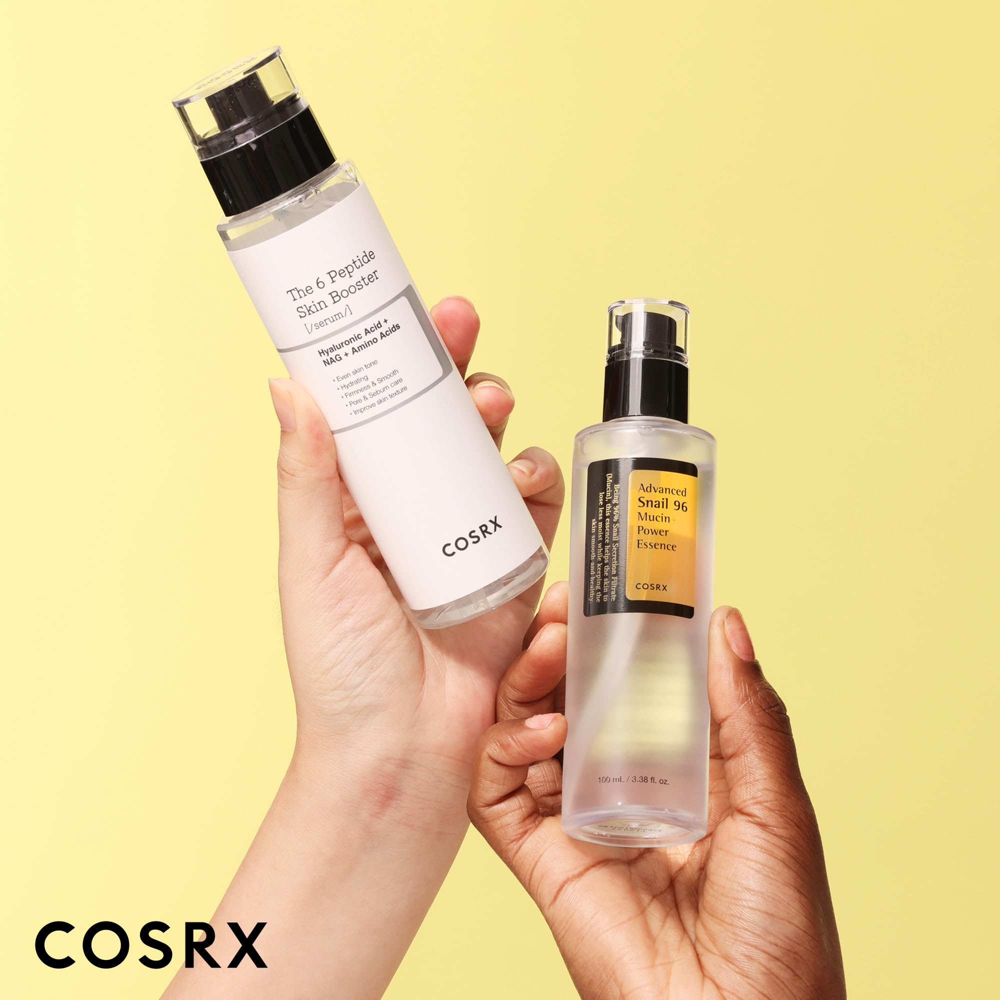 COSRX Snail Mucin booster set display for a complete routine.