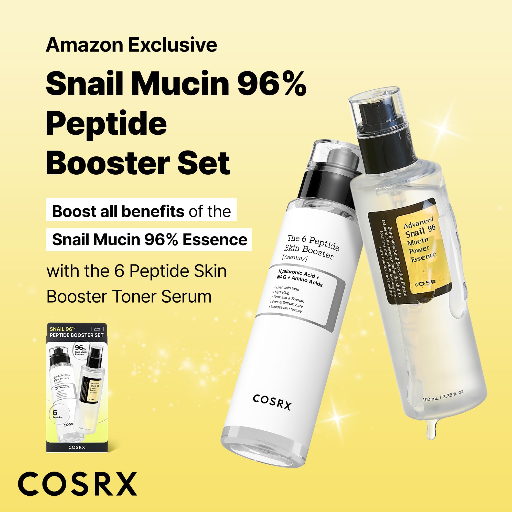 COSRX Snail Mucin booster serum pump showing easy daily application.